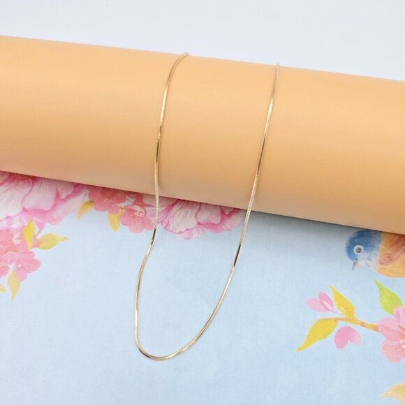 "Rose Gold Flat Snake Chain Necklace | 50cm Elegant Minimal Design, XPNL0115 - Picture 8 of 13